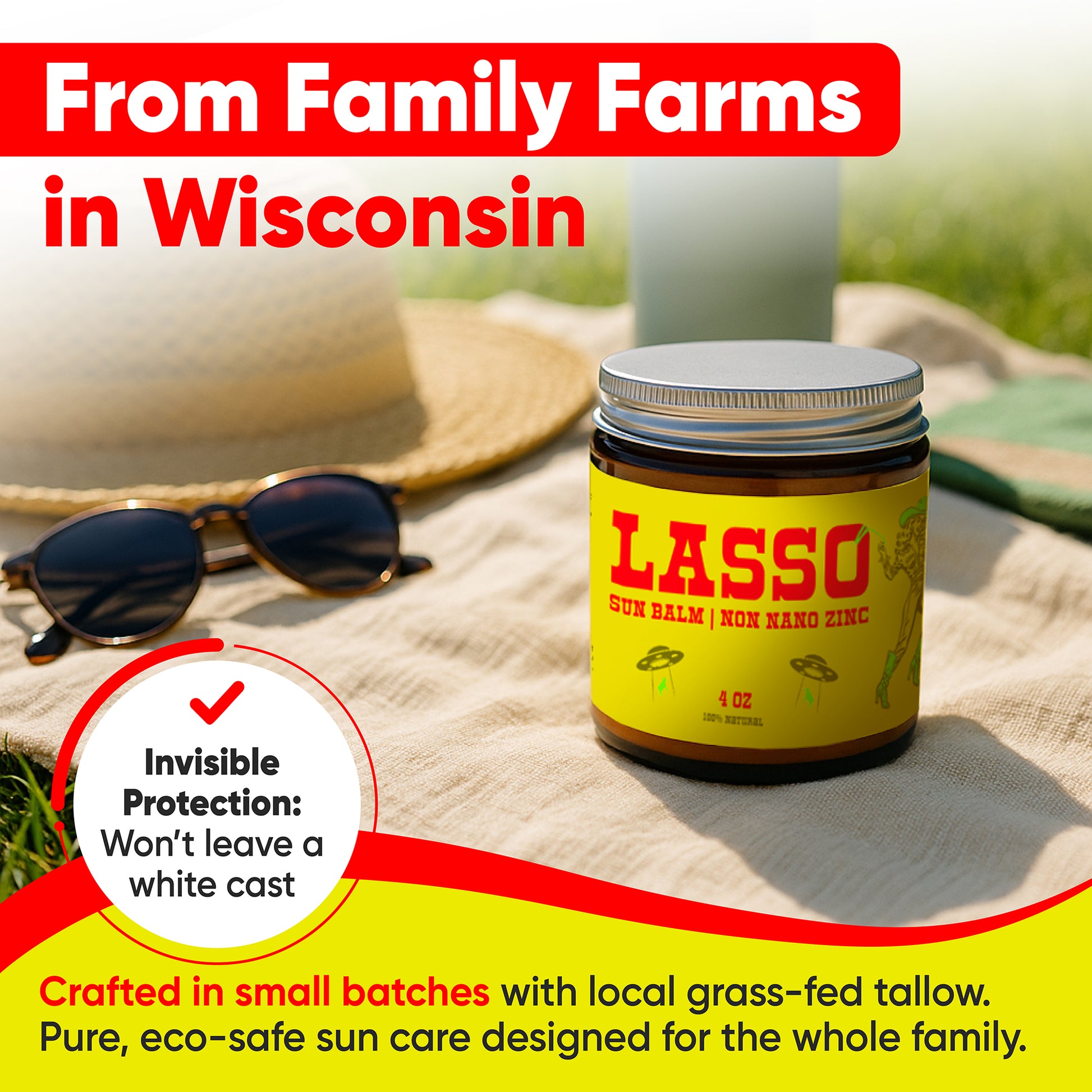 lasso herbicide uses LASSO Tallow Sun Balm Natural Moisturizing Balm With Non-Nano Zinc, Beeswax & Vitamin E 4oz Glass Jar Grass-Fed