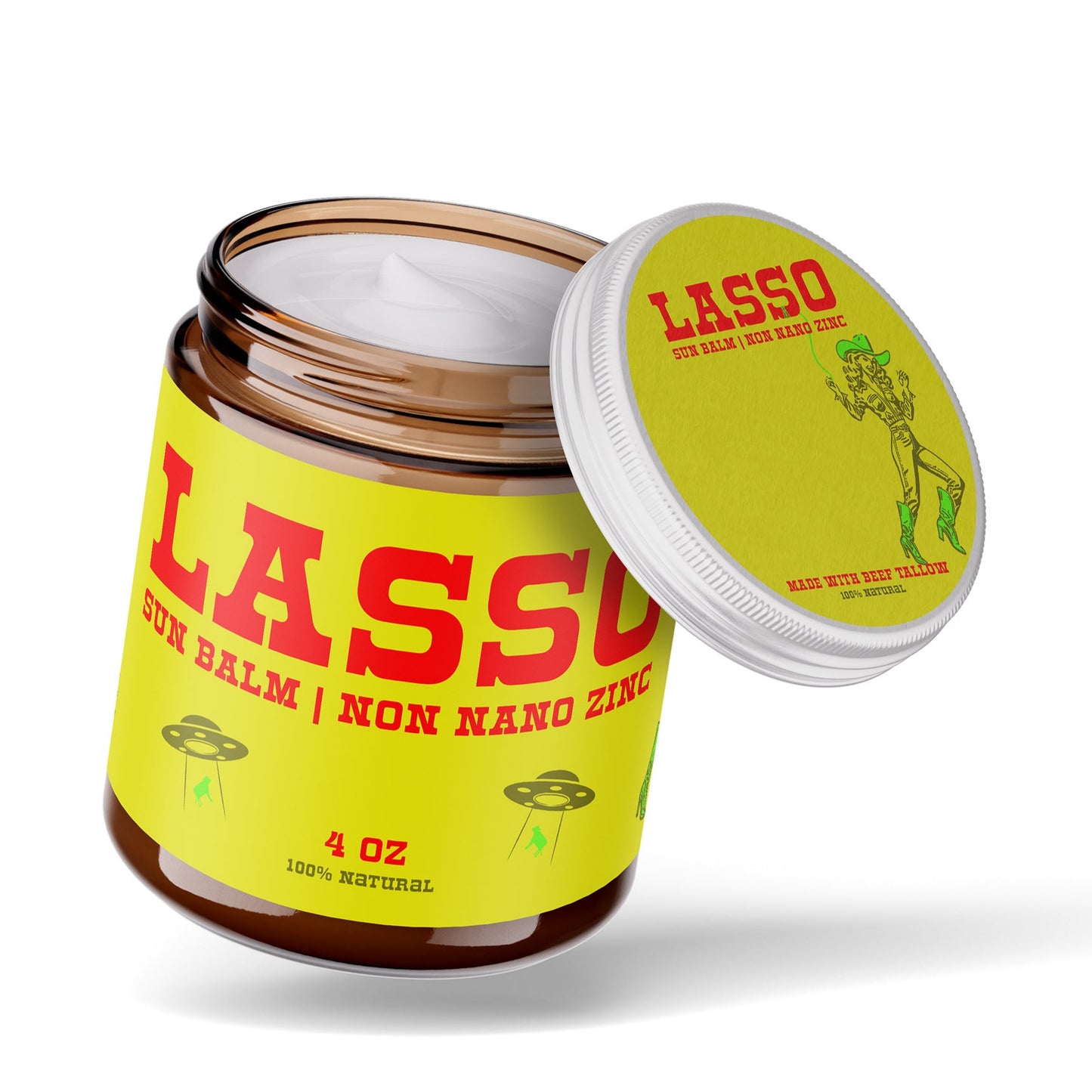 Lasso Non-Nano Zinc Sun Balm – 100% Natural Tallow-Based Sunbalm | Reef-Safe Mineral Protection (4oz)