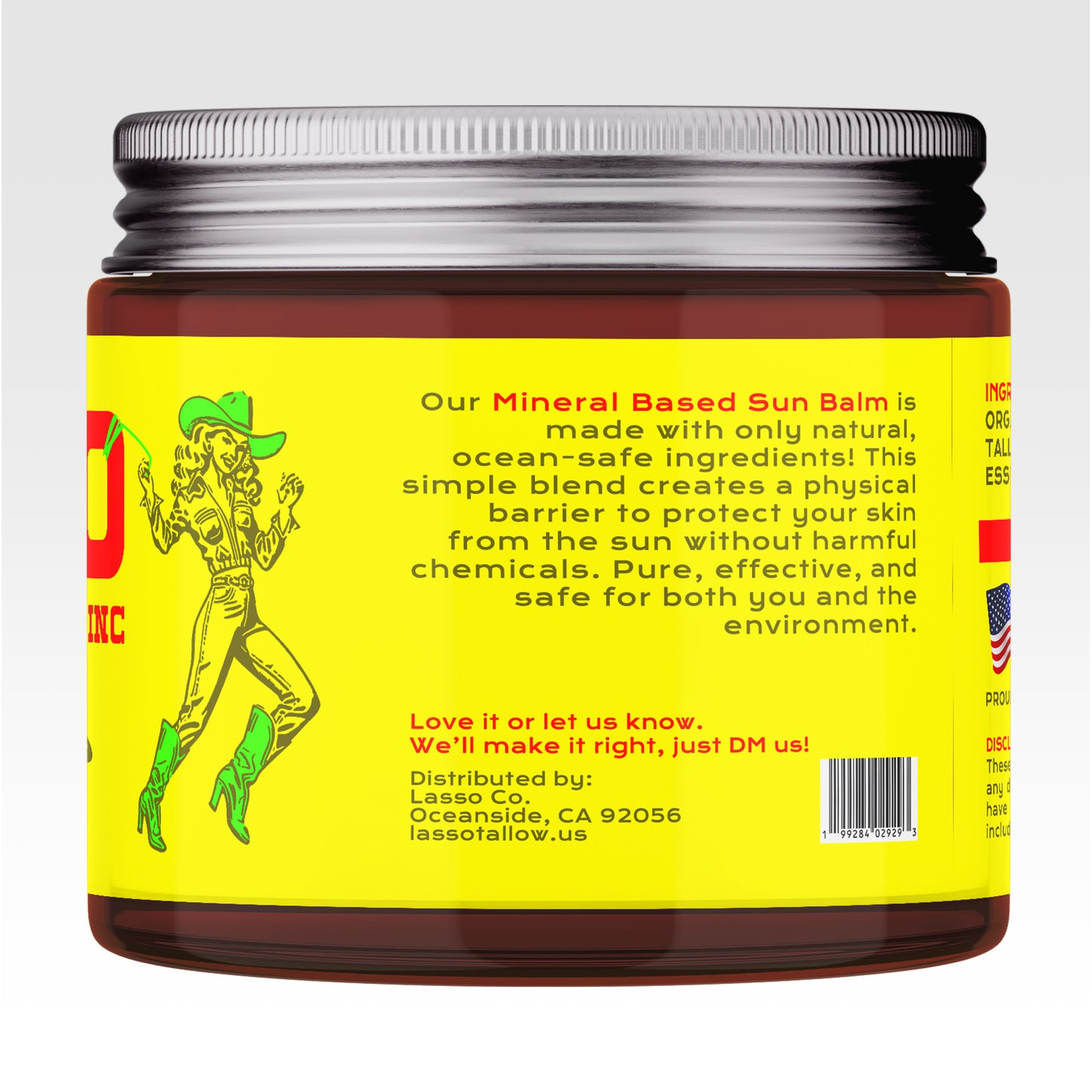 Lasso Non-Nano Zinc Sun Balm – 100% Natural Tallow-Based Sunbalm | Reef-Safe Mineral Protection (4oz)