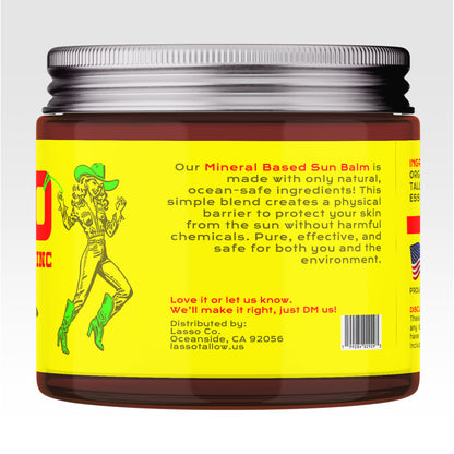 Lasso Non-Nano Zinc Sun Balm – 100% Natural Tallow-Based Sunbalm | Reef-Safe Mineral Protection (4oz)