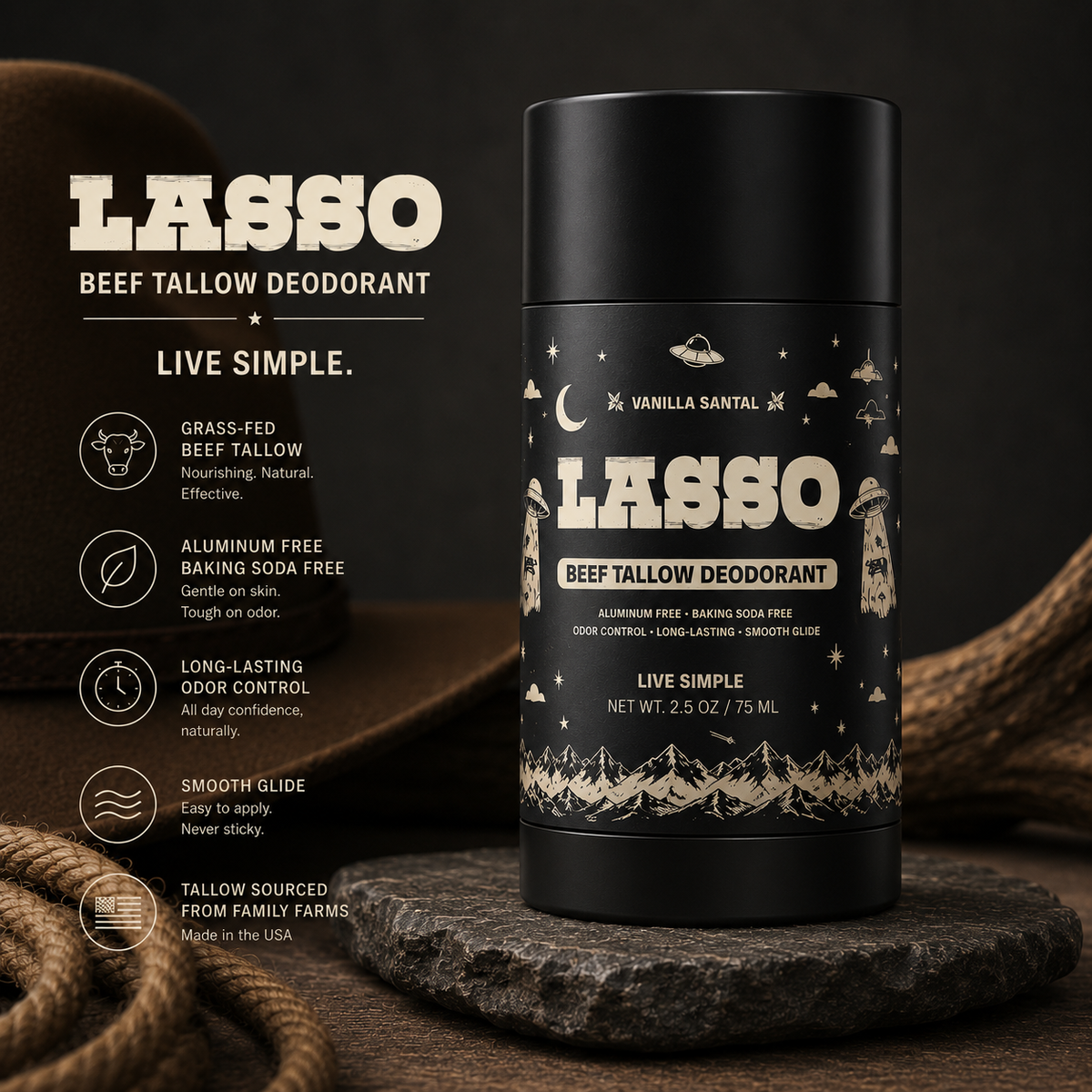 LASSO Beef Tallow Deodorant | Vanilla Santal